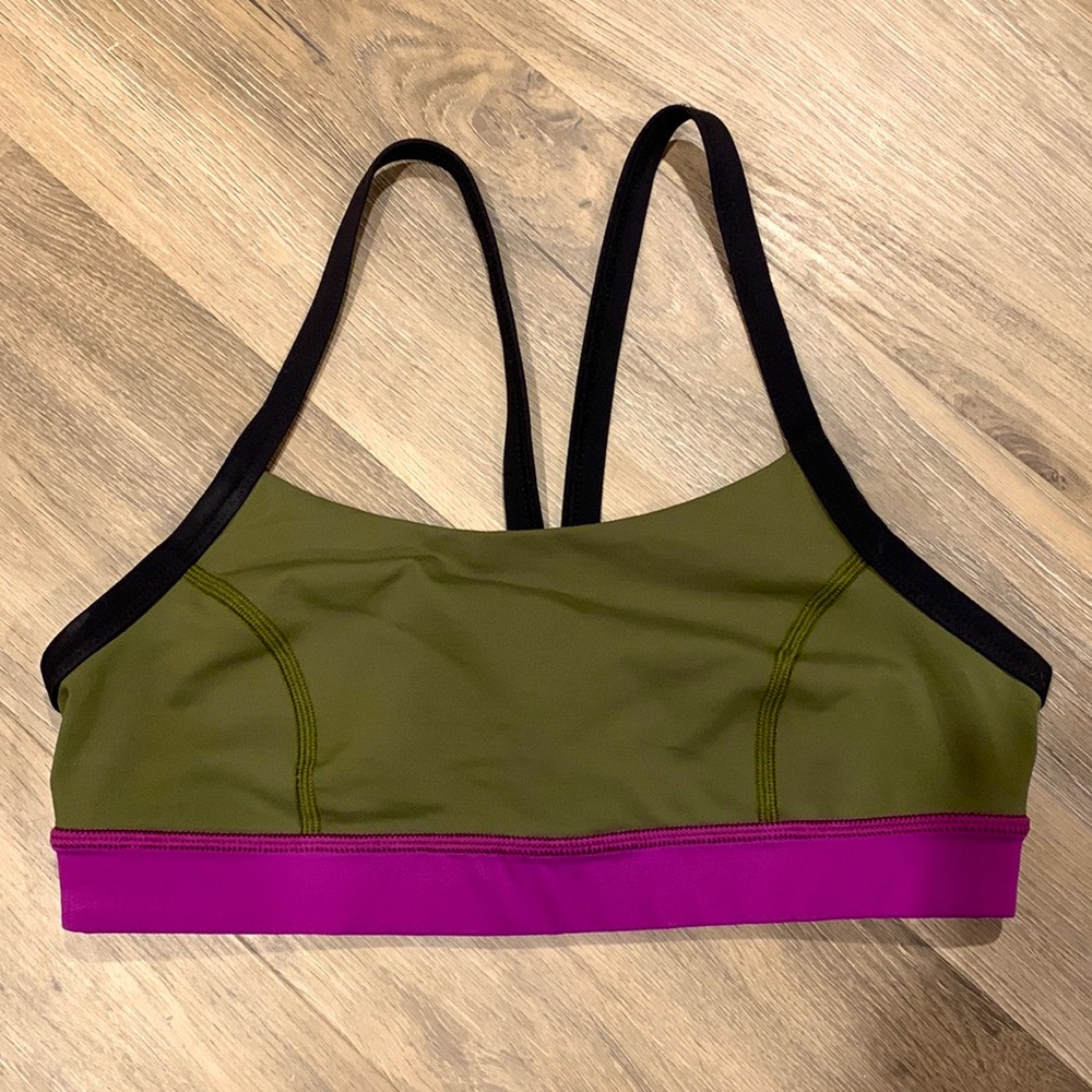 lululemon athletica Olive Green and Magenta Sports Bra